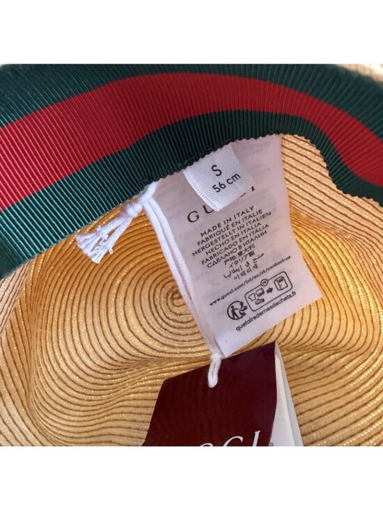 NWT GUCCI Raffia Hat Beige Web Soft Sz S 100% Authentic main image 4